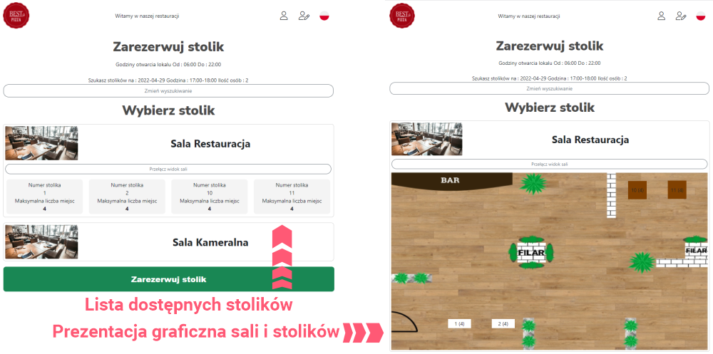 S4H online Rezerwacja Stolika